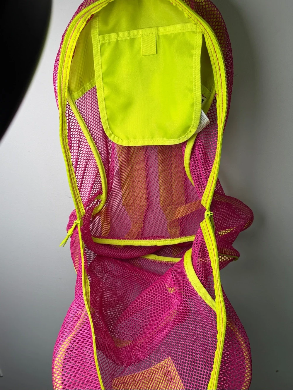 JanSport Mesh Pack Backpack Pink Neon Yellow See-Through Sz OS